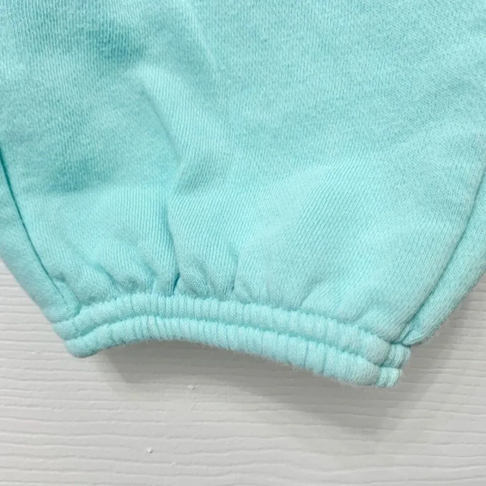 2/$20! Gap Girls Logo Fleece Sweatpant Cropped Aqua Arch Sequined Size XXL 12-14